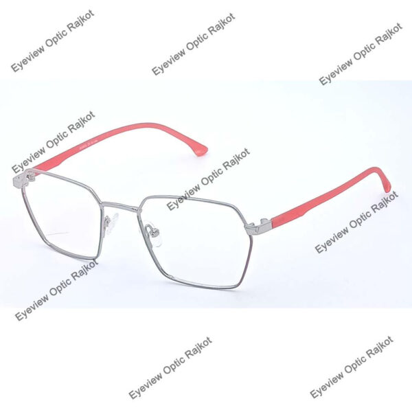 Geometric, Hexagonal Style Metal eyeglasses Silver, Red color FMT20 - Image 2